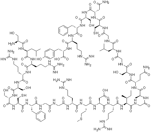 structure of CAS# 91917-63-4, Atrial natriuretic peptide-28 (human reduced);Atrial natriuretic peptide-28 (Canis familiaris); Atriopeptin-28 (Canis familiaris reduced); alpha-Atriopeptin (human reduced)