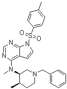 N-Methyl-N-[(3R,4R)-4-methyl-1-(phenylmethyl)-3-piperidinyl]-7-[(4-methylphenyl)sulfonyl]-7H-pyrrolo[2,3-d]pyrimidin-4-amine molecular structure (CAS 923036-30-0)