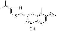 结构式 CAS# 923289-21-8, 2-(4-异丙基噻唑-2-基)-7-甲氧基-8-甲基喹啉-4-醇