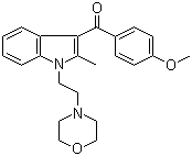 结构式 CAS# 92623-83-1, 普拉朵林; (4-甲氧基苯基)-[2-甲基-1-(2-吗啉-4-乙基)吲哚-3-基]甲酮