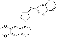 结构式 CAS# 927691-21-2, 6,7-二甲氧基-4-[(3R)-3-(2-喹喔啉基氧基)-1-吡咯烷基]喹唑啉