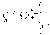 结构式 CAS# 929016-96-6, Pracinostat; (2E)-3-[2-丁基-1-[2-(二乙基氨基)乙基]-1H-苯并咪唑-5-基]-N-羟基丙烯酰胺