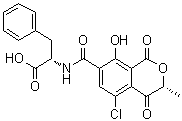(R)-N-[(5-Chloro-3,4-dihydro-8-hydroxy-3-methyl-1,4-dioxo-1H-2-benzopyran-7-yl)carbonyl]-L-phenylalanine molecular structure (CAS 93261-84-8)