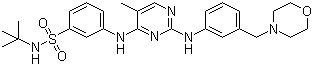结构式 CAS# 936091-56-4, N-(1,1-二甲基乙基)-3-[[5-甲基-2-[[3-(4-吗啉基甲基)苯基]氨基]-4-嘧啶基]氨基]苯磺酰胺