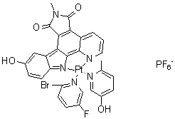 (SP-4-2)-(2-Bromo-5-fluoropyridine)(9-hydroxy-6-methylpyrido[2,3-a]pyrrolo[3,4-c]carbazole-5,7(1H,6H)-dionato)(6-methyl-3-pyridinol)platinum hexafluorophosphate molecular structure (CAS 937379-49-2)