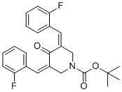 structure of CAS# 939681-36-4, tert-Butyl 3,5-bis(2-fluorobenzylidene)-4-oxopiperidine-1-carboxylate
