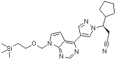 (betaR)-beta-Cyclopentyl-4-[7-[[2-(trimethylsilyl)ethoxy]methyl]-7H-pyrrolo[2,3-d]pyrimidin-4-yl]-1H-pyrazole-1-propanenitrile molecular structure (CAS 941685-40-1)