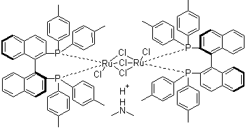 Dimethylammonium dichlorotri(mu-chloro)bis[(R)-(+)-2,2'-bis(di-p-tolylphosphino)-1,1'-binaphthyl]diruthenate(II) molecular structure (CAS 944451-10-9)