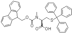 structure of CAS# 944797-51-7, N-[(9H-Fluoren-9-ylmethoxy)carbonyl]-N-methyl-S-(triphenylmethyl)-L-cysteine