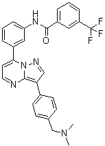 结构式 CAS# 950736-05-7, N-[3-[3-[4-[(二甲基氨基)甲基]苯基]吡唑并[1,5-a]嘧啶-7-基]苯基]-3-(三氟甲基)苯甲酰胺