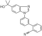 structure of CAS# 951650-22-9, NS 11394;3'-[5-(1-Hydroxy-1-methylethyl)-1H-benzimidazol-1-yl]-[1,1'-biphenyl]-2-carbonitrile
