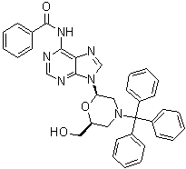 结构式 CAS# 956139-16-5, N-(9-[(2R,6S)-6-(羟基甲基)-4-三苯甲基吗啉-2-基]-嘌呤-6-基)苯甲酰胺