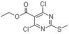 structure of CAS# 959070-42-9, Ethyl 4,6-dichloro-2-methylthiopyrimidine-5-carboxylate;4,6-Dichloro-2-(methylsulfanyl)pyrimidine-5-carboxylic acid ethyl ester