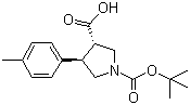 N-Boc-(3S,4R)-4-(4-甲基苯基)吡咯烷-3-羧酸分子结构 (CAS 959577-53-8)