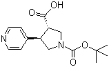 structure of CAS# 959579-54-5, (3S,4R)-1-Boc-4-(4-pyridinyl)pyrrolidine-3-carboxylic acid;Boc-(3S,4R)-beta-Pro-4-(4-pyridinyl)-OH