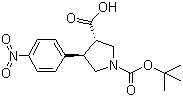 structure of CAS# 959579-94-3, (3S,4R)-1-Boc-4-(4-nitrophenyl)pyrrolidine-3-carboxylic acid;Boc-(3S,4R)-beta-Pro-4-(4-nitrophenyl)-OH