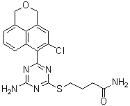 4-[[4-Amino-6-(5-chloro-1H,3H-naphtho[1,8-cd]pyran-6-yl)-1,3,5-triazin-2-yl]thio]butanamide molecular structure (CAS 959763-06-5)