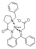 [N-[Phenyl[2-[[[1-(phenylmethyl)-2-pyrrolidinyl]carbonyl]amino]phenyl]methylene]glycinato(2-)-N,N',N'',O1]-nickel molecular structure (CAS 96293-19-5)