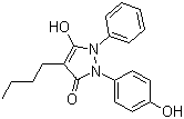 结构式 CAS# 975-18-8, 4-丁基-3-羟基-1-(4-羟基苯基)-2-苯基-3-吡唑啉-5-酮