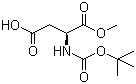 结构式 CAS# 98045-03-5, N-叔丁氧羰基-L-天门冬氨酸 1-甲酯