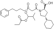 结构式 CAS# 98048-97-6, 福辛普利; 4-环己基-1-[[[2-甲基-1-(1-丙酰氧基)丙氧基](4-苯丁基)氧膦基]乙酰]-L-脯氨酸