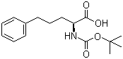 structure of CAS# 98628-27-4, (S)-2-(tert-Butoxycarbonylamino)-5-phenylpentanoic acid;(S)-alpha-[[(1,1-Dimethylethoxy)carbonyl]amino]benzenepentanoic acid