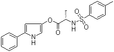 structure of CAS# 99740-00-8, 3-(N-Tosyl-L-alaninyloxy)-5-phenylpyrrole;N-[(4-Methylphenyl)-sulfonyl]-L-alanine 5-phenyl-1H-pyrrol-3-yl ester