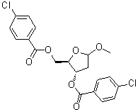 结构式 CAS# 99886-53-0, 甲基 2-脱氧-D-赤式-呋喃戊糖苷 双(4-氯苯甲酸酯)